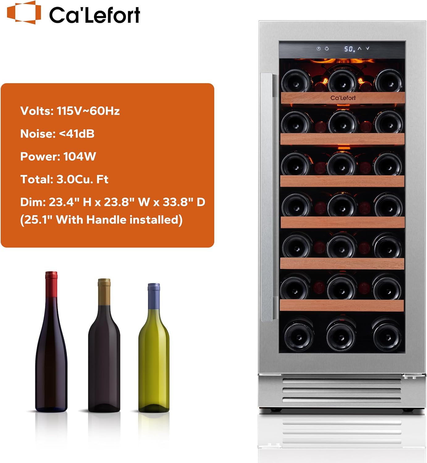 24'' Wine Cooler Refrigerator - 46 Bottle Wine Fridge Dual Zone with Modern Touch Intelligent Digital 40°-65°F Low Noise, Built in or Freestanding Wine Cooler for Home and Kitchen