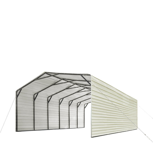 2025 CP2030F 20' x 30' All-Steel Carport Shed With 10' Enclosed Sidewalls