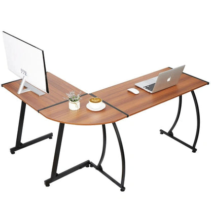 LShaped Computer Desk 58a Reversible MDF Corner Gaming Desk, Walnut