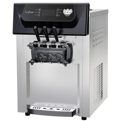 2200W Commercial Ice Cream Machine, 3 Flavor Soft Serve Ice Cream Machine, 5.3-7.4 Gal/Hr, with LCD Touch Screen, Automatic Cleaning, High Productivity for Home Snack Bar & Restaurants