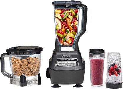 Mega Kitchen System, 1500W, 4 Functions for Smoothies, Processing, Dough, Drinks & More, with 72-oz.* Blender Pitcher, 64-oz. Processor Bowl, (2) 16-oz. To-Go Cups & (2) Lids, Black