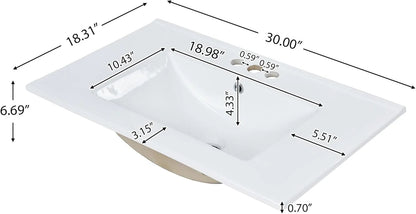 36" Bathroom Vanity with Single Sink Combo, Modern Undermount Bathroom Sink Cabinet with 2 Drawers and a Tip-Out Drawer, Freestanding Bathroom Vanities, Soft Closing, Solid Wood Frame