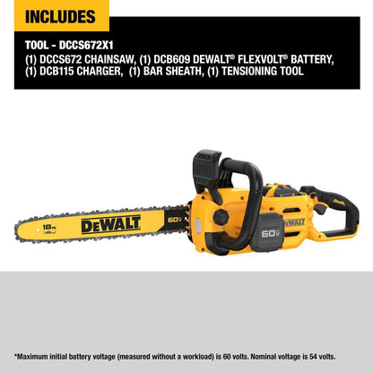 60V MAX Chainsaw 18′′ Brushless Cordless Kit DCCS672X1 from