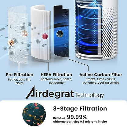 Afloia Air Purifiers for Home Large Room Up to 1076 Ft, H13 True HEPA Air Purifiers for Bedroom