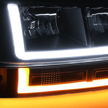 A set of 4 LED running light bars L+R black headlights + bumper signals for 2003-2014 Chevrolet Express 1500,2003-2023 Chevrolet Express 2500