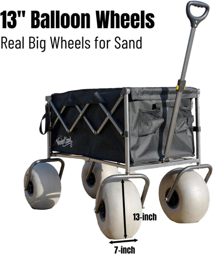 Beach Wagon with 13" Balloon Wheels, Collapsible, All-Terrain, 185L