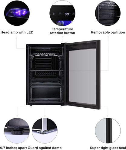 Antarctic Star 36 Bottle Wine Cooler/Cabinet BeverageRefrigerator Small Mini Wine Cellar Beer Soda Bar Fridge Quiet Operation Compressor Adjust Temperature Freestanding Black, 4.4 Cu. ft
