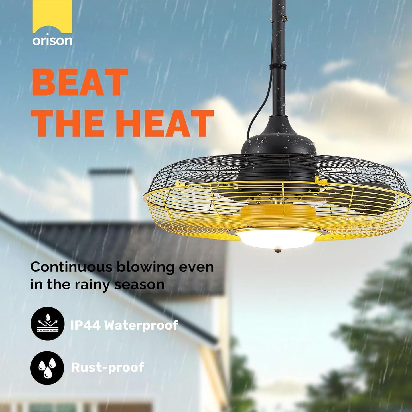 21'' Outdoor Ceiling Fan with Light, Plug in Ceiling Fan with Remote, Gazebo Fans Outdoor Hanging for Patios Waterproof, Wet Rated Hanging Fan with App Control