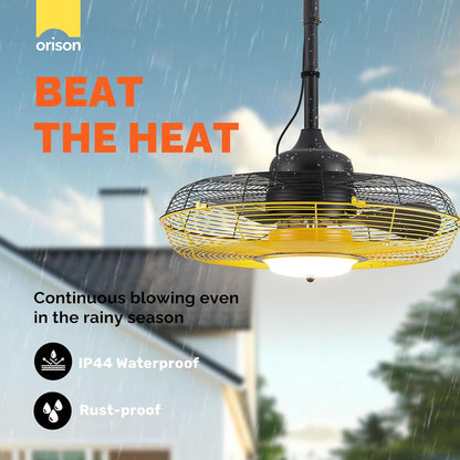21'' Outdoor Ceiling Fan with Light, Plug in Ceiling Fan with Remote, Gazebo Fans Outdoor Hanging for Patios Waterproof, Wet Rated Hanging Fan with App Control