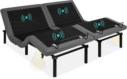 Best Choice Products Ergonomic Twin XL Size Adjustable Bed Frame, Electric Base w/Wireless Remote Control, Nightlight, Massager, 2 USB Ports