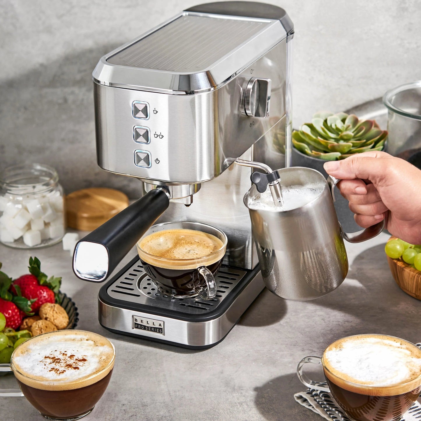 bella PRO - Slim Espresso Machine with 20 Bars of Pressure - Stainless Steel