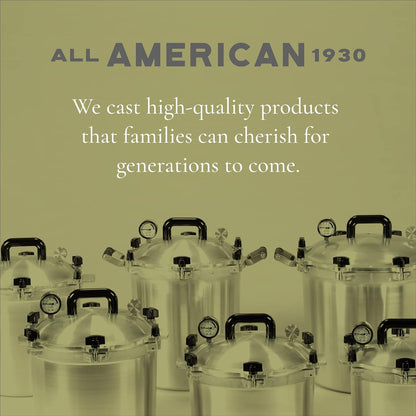 All American 1930: 21.5qt Pressure Cooker/Canner (The 921) – Exclusive Metal to Metal Sealing System – Easy to Open & Close – Suitable for Gas, Electric, or Flat Top Stoves – Made in the USA