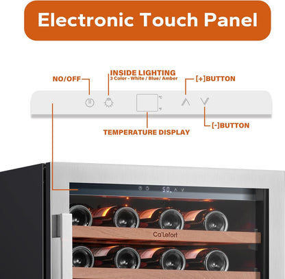 24'' Wine Cooler Refrigerator - 46 Bottle Wine Fridge Dual Zone with Modern Touch Intelligent Digital 40°-65°F Low Noise, Built in or Freestanding Wine Cooler for Home and Kitchen