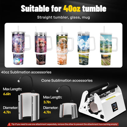 40oz Tumbler Press Tumbler Heat Press Sublimation 40 Oz Tumbler Top and Tapered Bottom Full Wrap - DIY Heat Transfer Vinyl