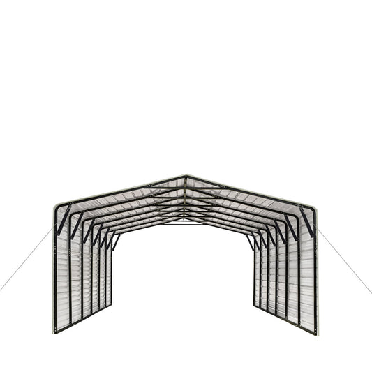 2025 CP2030F 20' x 30' All-Steel Carport Shed With 10' Enclosed Sidewalls